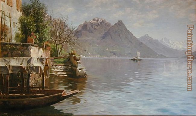 Gandria Lago Di Lugano painting - Peder Mork Monsted Gandria Lago Di Lugano art painting
